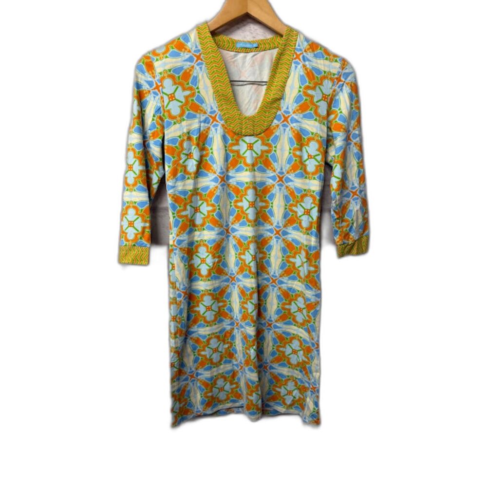 J. McLaughlin Tunic Dress Catalina Cloth Retro Resortwear Tropical Beach size XS
